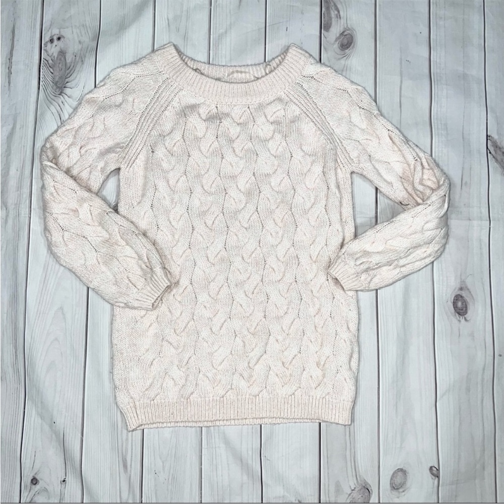 Target Merona Chunky Cable Knit Heathered Pink White Sweater Plus Size Small